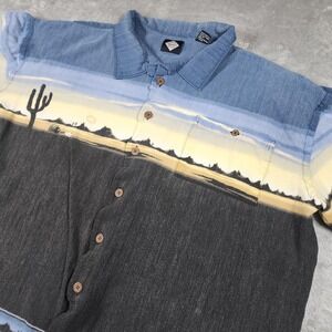 Tabasco Sportswear Shirt Mens Extra Large Desert Cactus‎ Graphic Button Up